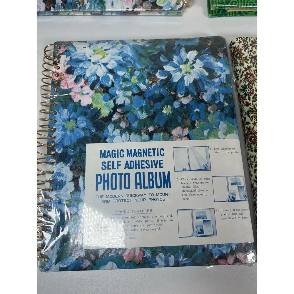 Vintage Photo Album Lot 6 Self-Adhesive Magnetic Floral Travel Kmart Sealed NOS